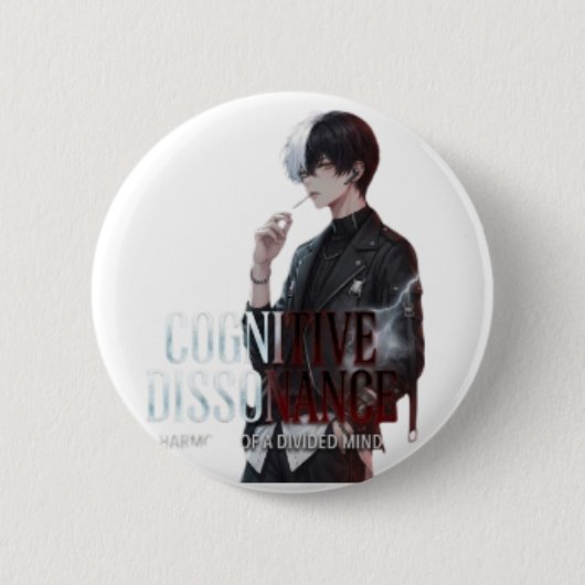 Cognitive Dissonanz Ästhetischer Anime-Junge Kunst Button (Vorderseite)