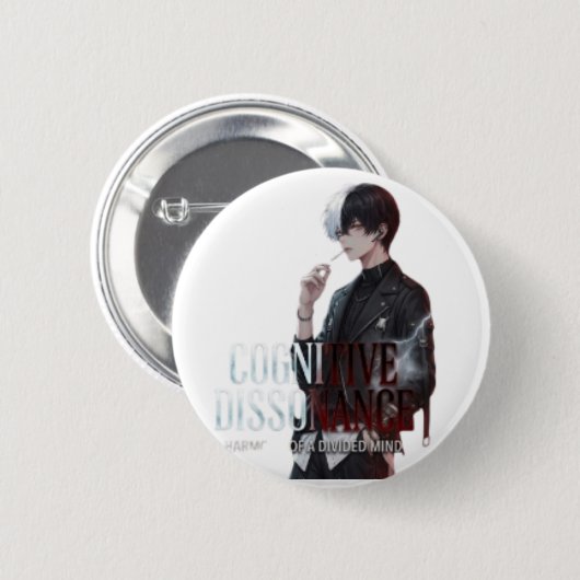 Cognitive Dissonanz Ästhetischer Anime-Junge Kunst Button (Vorne & Hinten)