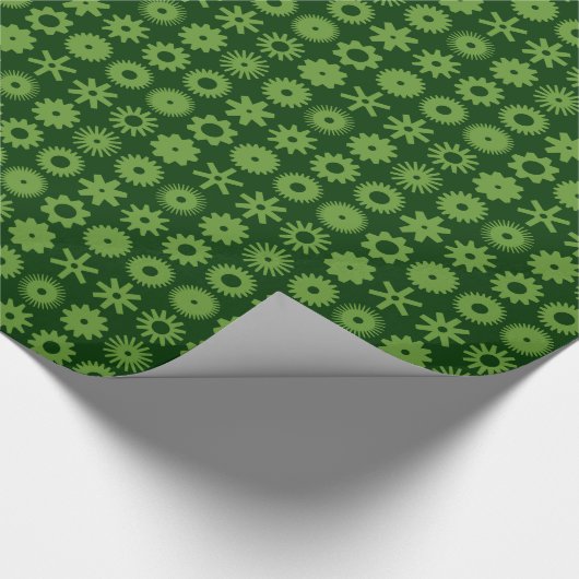 Cogs - Avocado Green on Dark Forest Green Geschenkpapier (Ecke)
