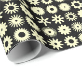 Cogs - Blassgelb auf schwarz Geschenkpapier (Rolleneckpunkt)