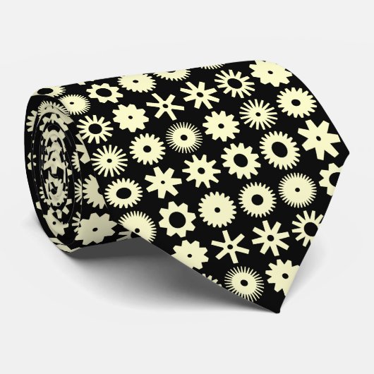 Cogs - Blassgelb auf schwarz Krawatte (Gerollt)