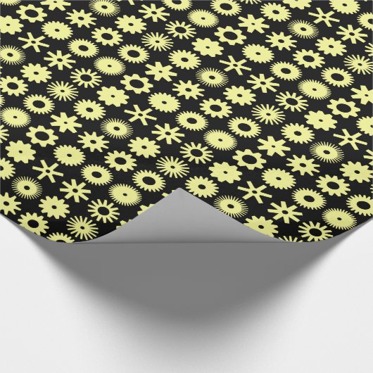 Cogs - Chalk Gelb auf schwarz Geschenkpapier (Ecke)
