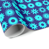 Cogs - Cyan on Deep Navy Geschenkpapier (Rolleneckpunkt)