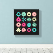 Cogs - Farben 01 - auf schwarz Leinwanddruck (Insitu (Holzboden))