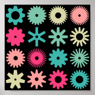 Cogs - Farben 01 - auf schwarz Poster