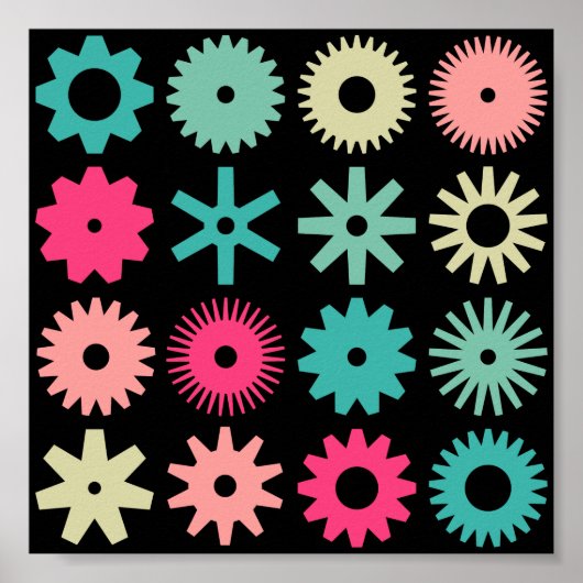 Cogs - Farben 01 - auf schwarz Poster (Vorne)
