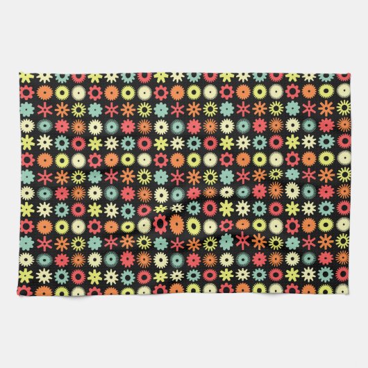 Cogs - Farben 04 - auf schwarz Geschirrtuch (Horizontal)