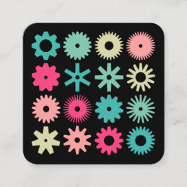 Cogs - Farben auf schwarz Quadratische Visitenkarte