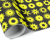 Cogs - Gelb auf schwarz Geschenkpapier (Rolleneckpunkt)