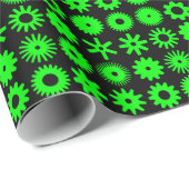 Cogs - grün auf schwarz geschenkpapier (Rolleneckpunkt)