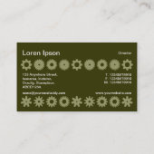 Cogs - Khaki auf dunklem Olive Visitenkarte (Rückseite)