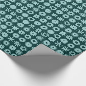 Cogs - Light Blue Green on Dark Moss Green Geschenkpapier (Ecke)