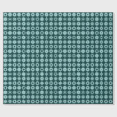 Cogs - Light Blue Green on Dark Moss Green Geschenkpapier (Flach)