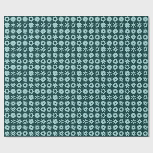 Cogs - Light Blue Green on Dark Moss Green Geschenkpapier (Flach)