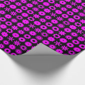 Cogs - Magenta auf schwarz Geschenkpapier (Ecke)