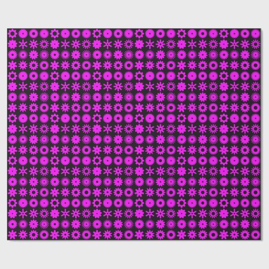 Cogs - Magenta auf schwarz Geschenkpapier (Flach)