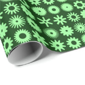 Cogs - Minze grün auf dunklem Waldgrün Geschenkpapier (Rolleneckpunkt)