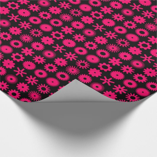 Cogs - Neon Red on Black Geschenkpapier (Ecke)