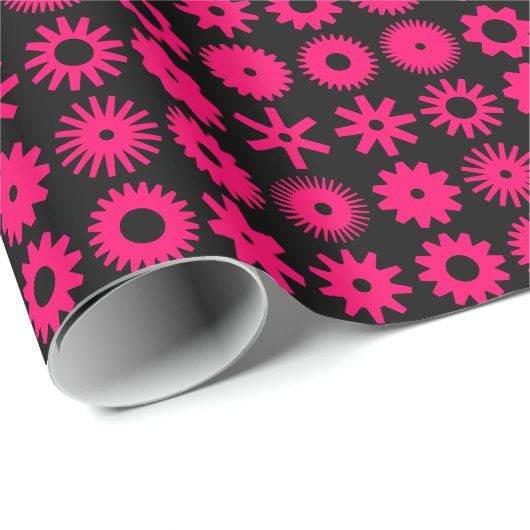 Cogs - Neon Red on Black Geschenkpapier (Rolleneckpunkt)