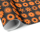 Cogs - Orange auf schwarz Geschenkpapier (Rolleneckpunkt)