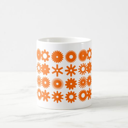 Cogs - Orange auf Weiß Kaffeetasse (Mittel)
