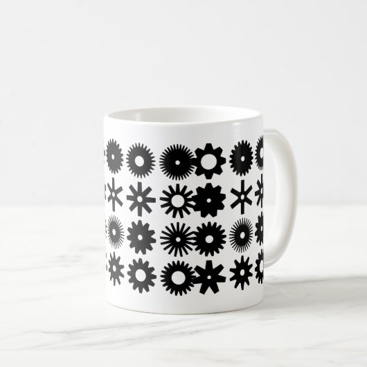 Cogs - Schwarz auf Weiß Kaffeetasse (VorderseiteRechts)