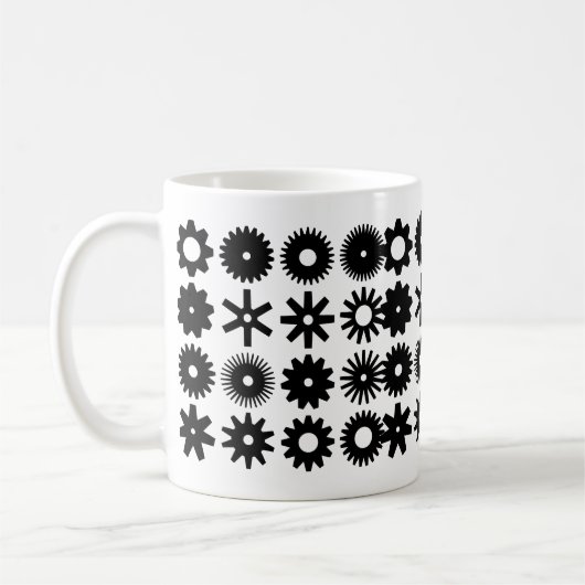 Cogs - Schwarz auf Weiß Kaffeetasse (Links)