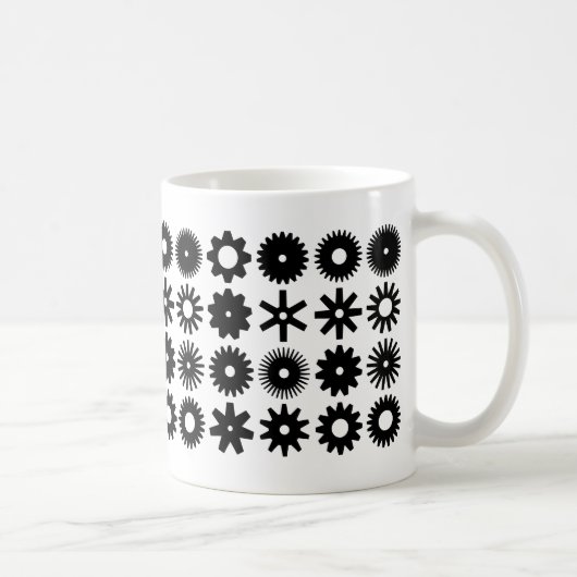 Cogs - Schwarz auf Weiß Kaffeetasse (Rechts)