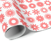 Cogs - Tropisches Rosa auf Weiß Geschenkpapier (Rolleneckpunkt)