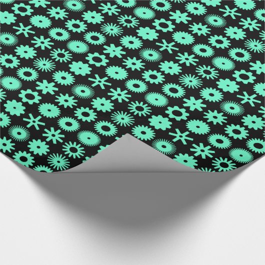 Cogs - Türkis Geschenkpapier (Ecke)