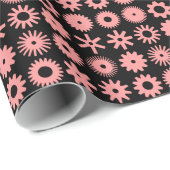 Cogs - Weichrosa auf schwarz Geschenkpapier (Rolleneckpunkt)