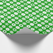Cogs - Weiß auf Grasgrün Geschenkpapier (Ecke)