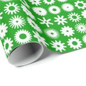 Cogs - Weiß auf Grasgrün Geschenkpapier (Rolleneckpunkt)