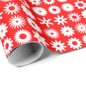 Cogs - Weiß auf rot Geschenkpapier (Rolleneckpunkt)