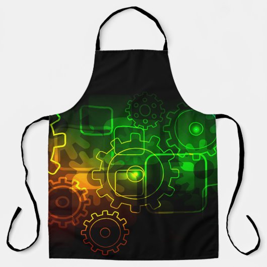 Cogwheels Mechaniker schwarz neungrün orange Männe Schürze (Vorderseite)