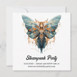 Cogwing Monarch Butterfly Steampunk Wedding Ankündigung