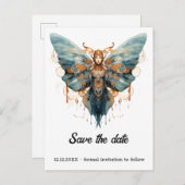 Cogwing Monarch Butterfly Steampunk Wedding Ankündigungspostkarte (Vorne/Hinten)