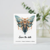 Cogwing Monarch Butterfly Steampunk Wedding Ankündigungspostkarte (Stehend Vorderseite)