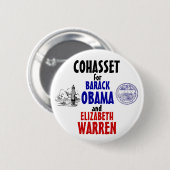 Cohasset für Obama und Waren 2012 Button (Vorne & Hinten)