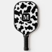 Cohn Animal Print Gepunktet Black & White Monogram Pickleball Schläger (Vorderseite)