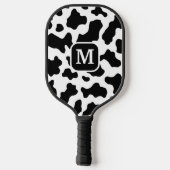 Cohn Animal Print Gepunktet Black & White Monogram Pickleball Schläger (Rückseite)