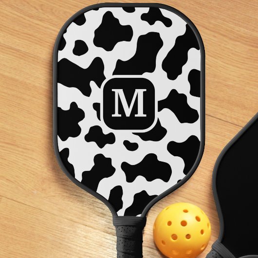 Cohn Animal Print Gepunktet Black & White Monogram Pickleball Schläger