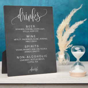 Cohol Cocktail Drinks Bar Editable Wedding Sign Fotoplatte