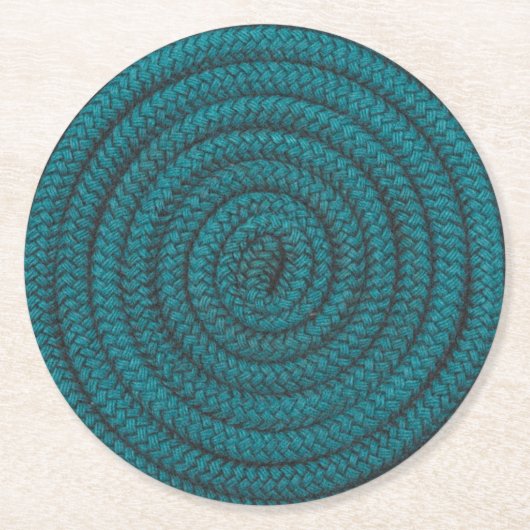 Coiled Blue Rope Runder Pappuntersetzer (Vorderseite)