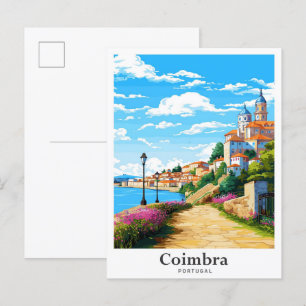 Coimbra Portugal Kunst Vintage Reise Illustration Postkarte