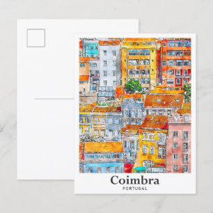 Coimbra Portugal Reisen Wasserfarbenhandzeichnung Postkarte