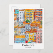 Coimbra Portugal Reisen Wasserfarbenhandzeichnung Postkarte (Vorne/Hinten)