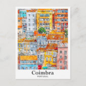 Coimbra Portugal Reisen Wasserfarbenhandzeichnung Postkarte (Vorderseite)