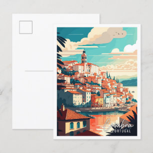 Coimbra Portugal Vintage-Reiseillustration Postkarte