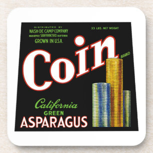 Coin California Asparagus Label Getränkeuntersetzer